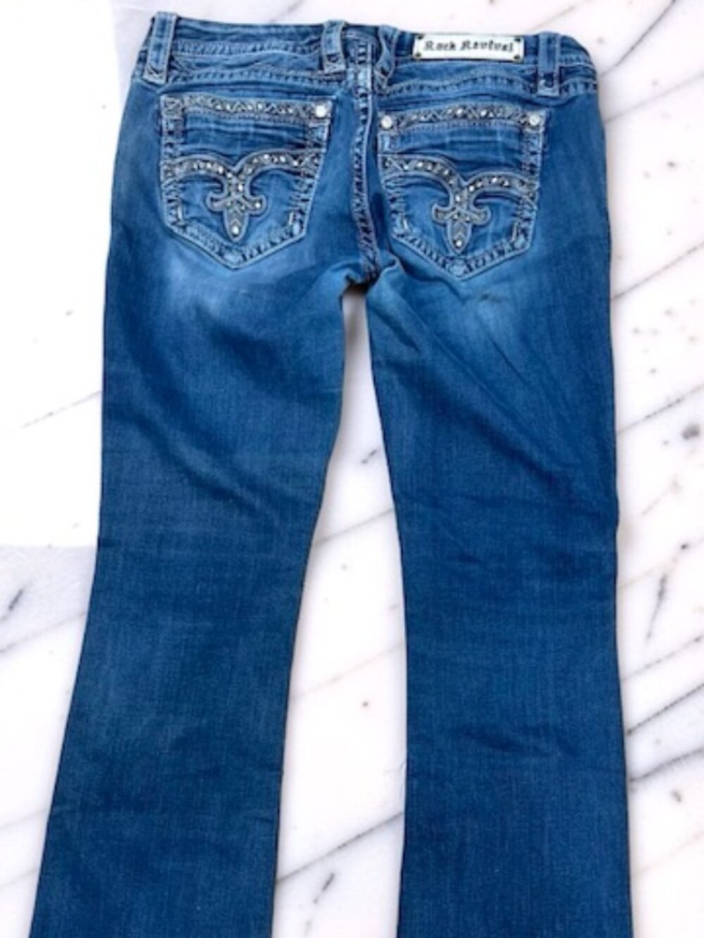 Jazlyn Boot Denim Jean Rock Revival Womens Y2K Embellished Sz 30"x29" (75 - Picture 4 of 13